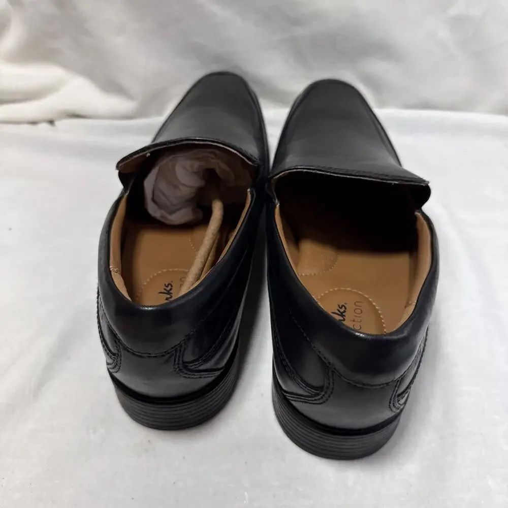 Clarks Shoes Mens 11.5W Tilden Free Loafers Black Leather Square Toe Casual Low